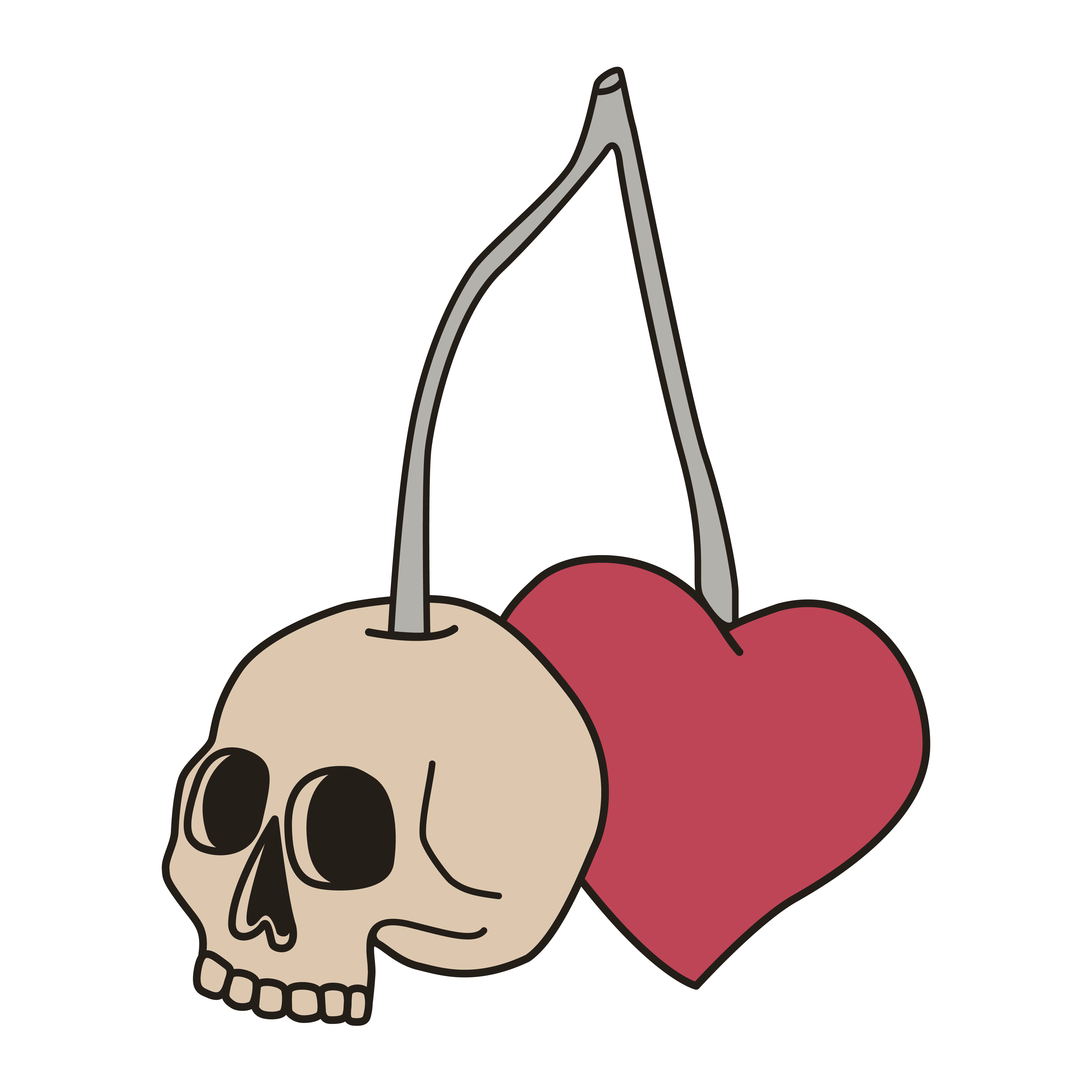 Cherry skull & heart